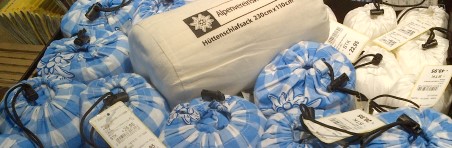Sheet liners or 'hut sleep sacks' at Schuster Sport in Munich