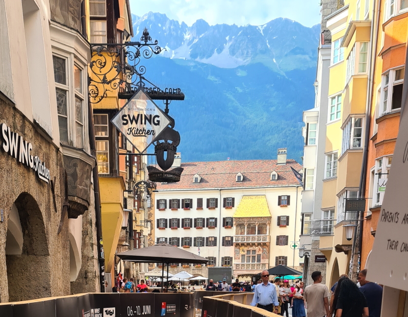 The Golden Roof in Innsburck with typical old town buildings surrounding