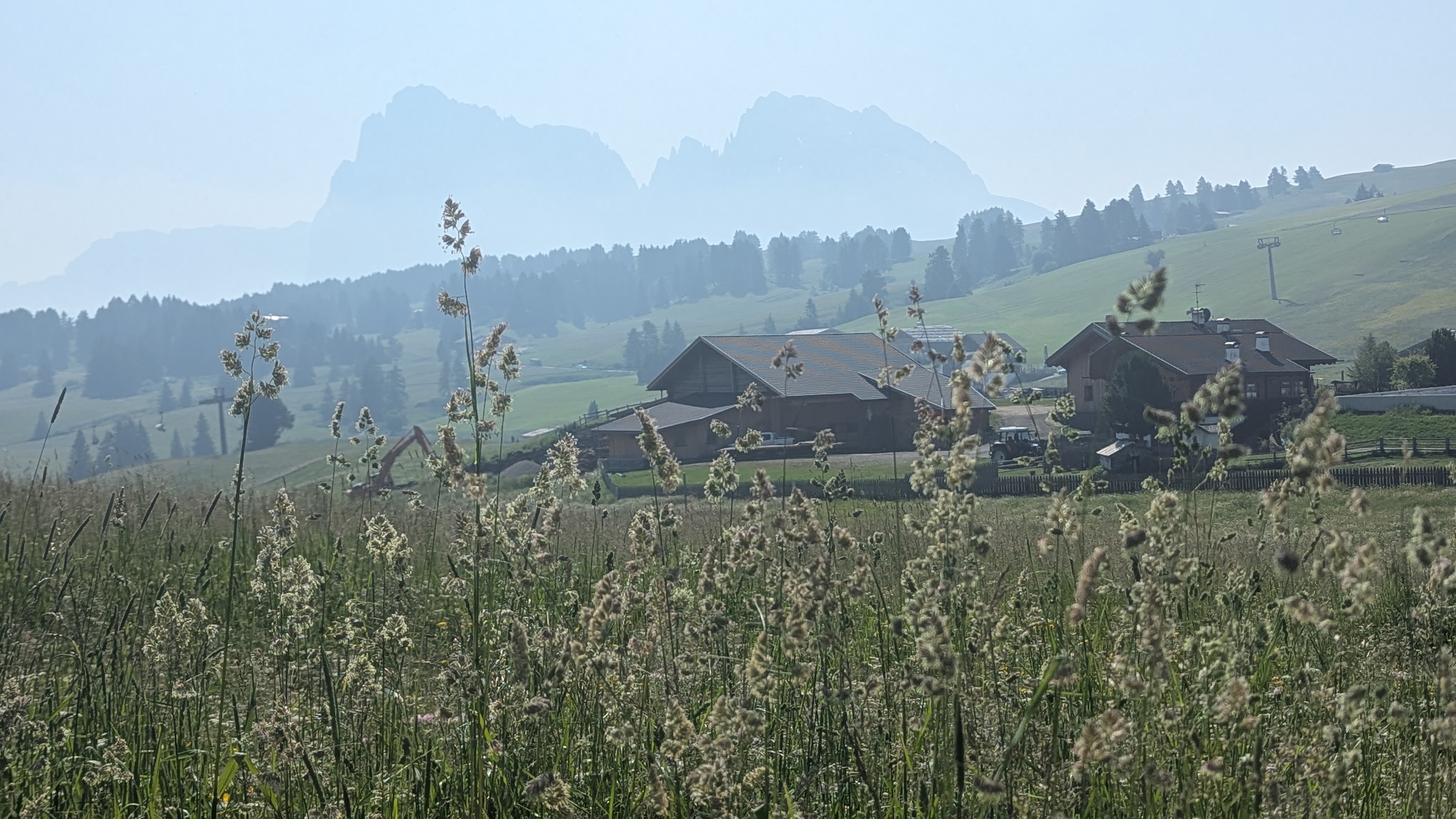 View of the Sassolungo group from Alpe di Suisi - where our Dolomites Highlights route begins