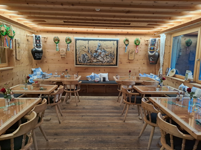 The restaurant at the Walserhuus, outside Davos