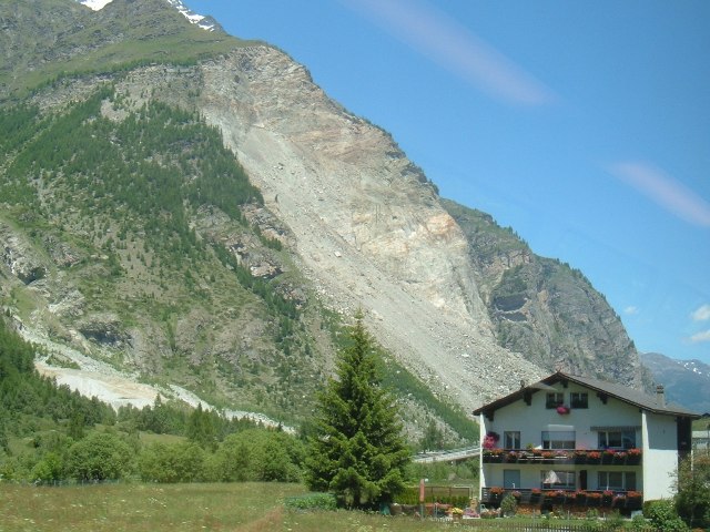 The huge rockfall near Randa and Zermatt
