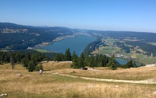 Vews down to Lac du Joux from stage 5 of the Jura Crest Trail