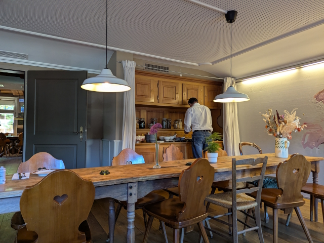A long table for breakfast in Dielsdorf, Switzerland