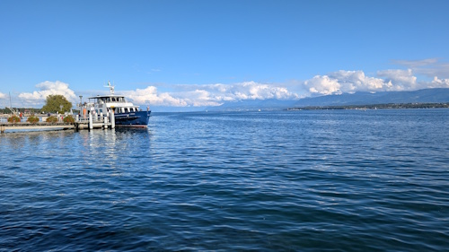 Lake Geneva from Nyon at the end of the Jura Crest Trail