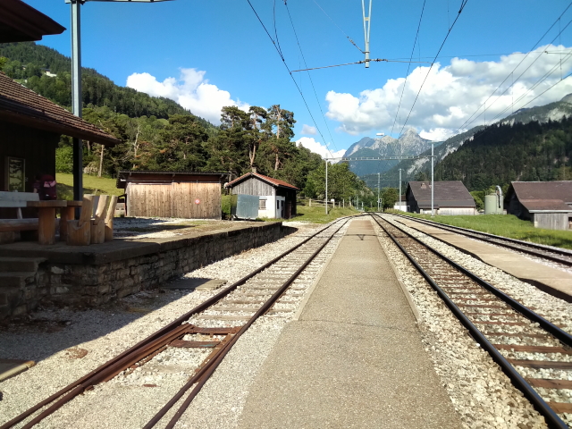 Swiss rail tracks at Rossini&egrave;re, near the end of the Via Alpina