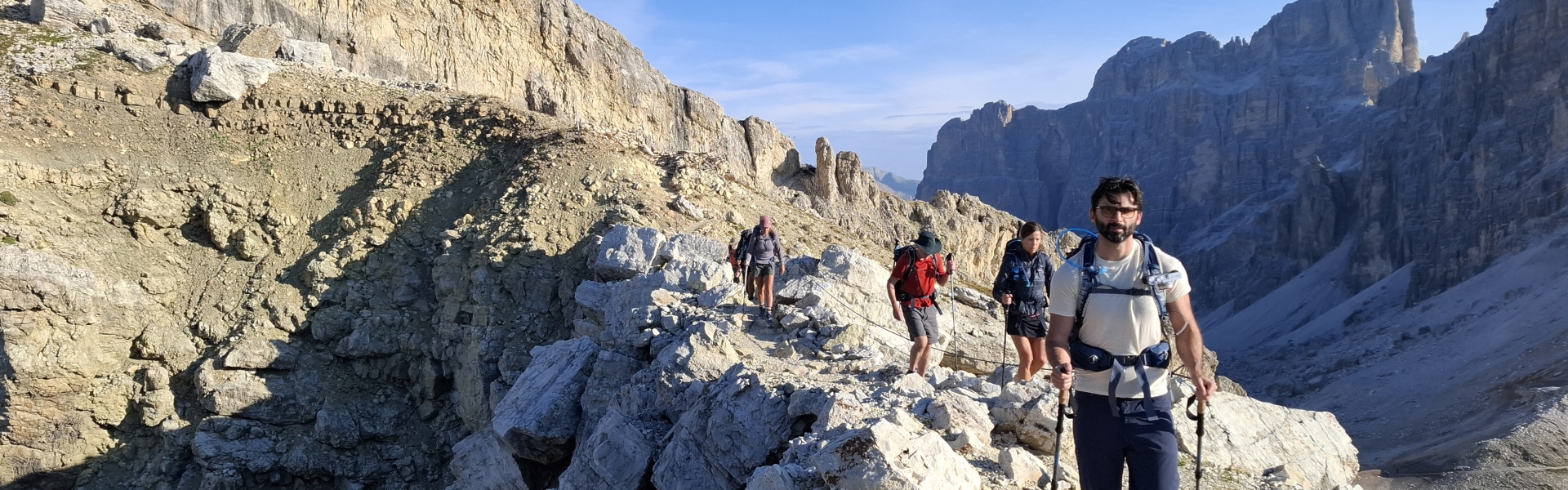 Alpine Exploratory group led by Simeon on the Alta Via 1 in Italy
