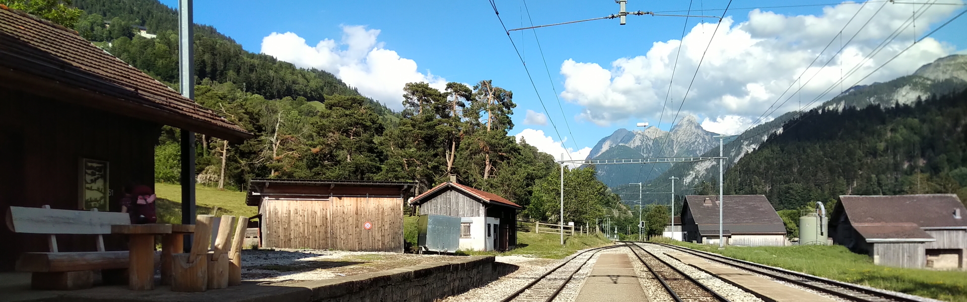 Trains at Rossini&egrave;re, on the Via Alpina in Switzerland