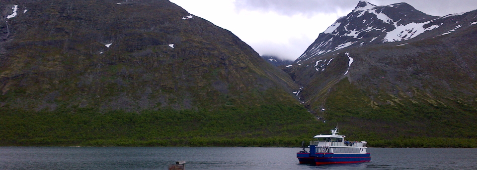 Lake Gjende, Norway, and its small ferry