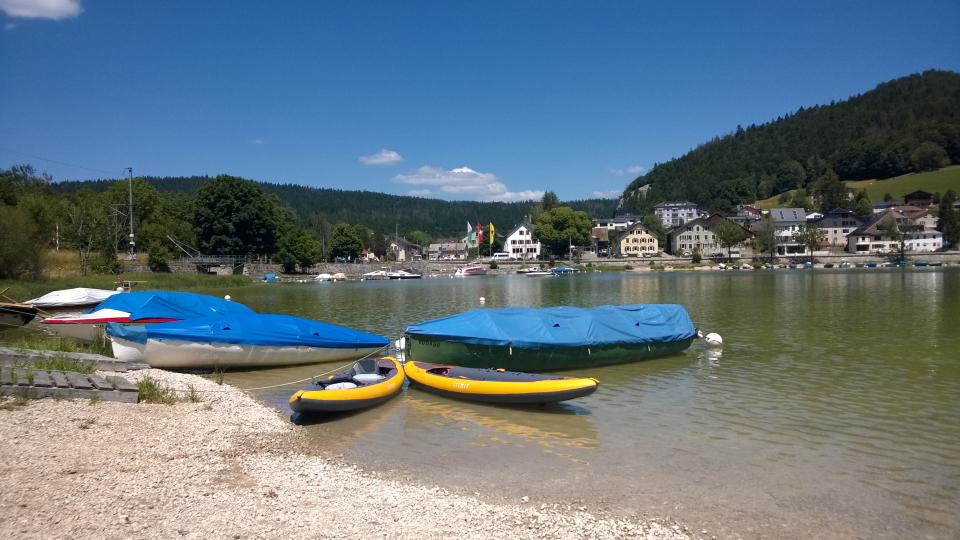 Boats on a lake in the Jura