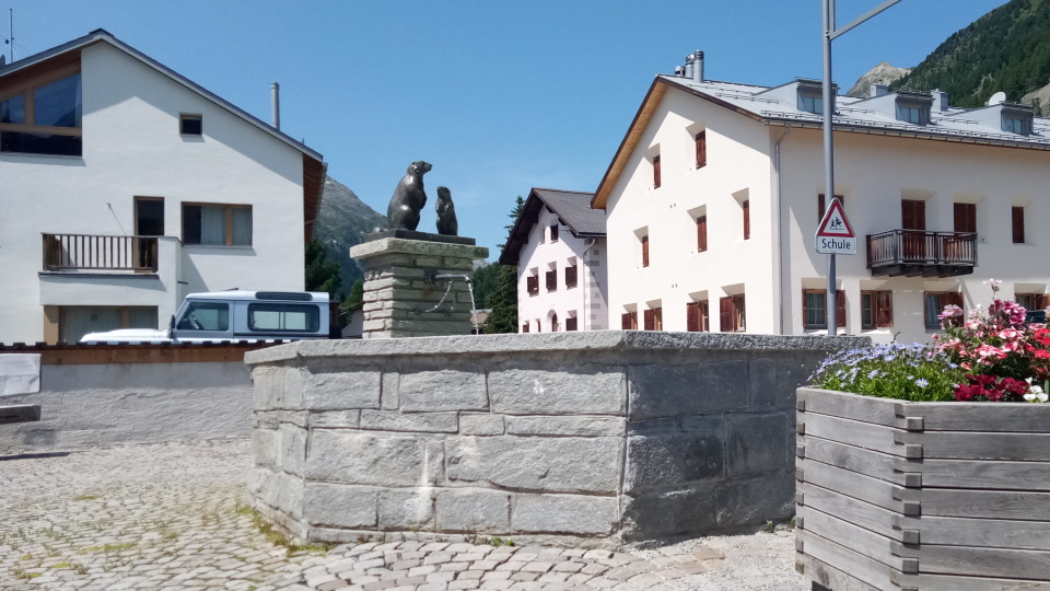 A statue of marmots in Celerina, near St. Moritz