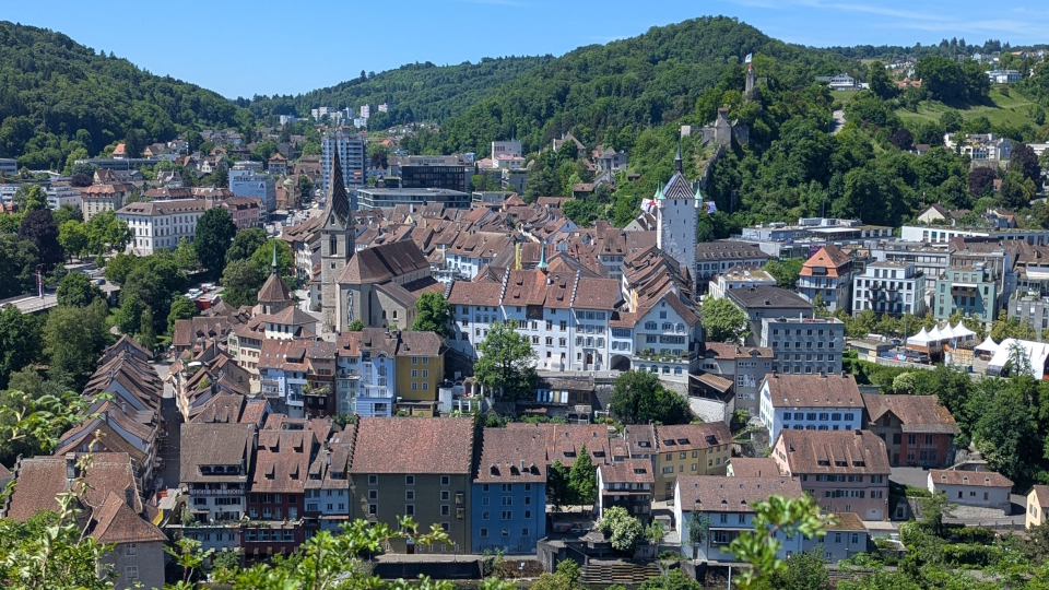The town of Baden on the Jura Crest Trail