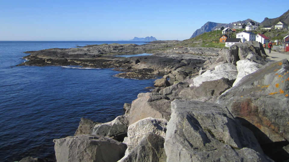 Looking South from the end of the breakwater at A