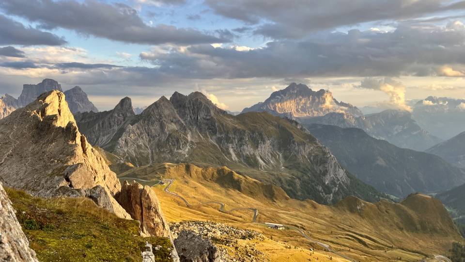 Looking South to the Monte Pelmo and Monte Civetta massifs, from Rifugio Nuvolau in the Dolomites