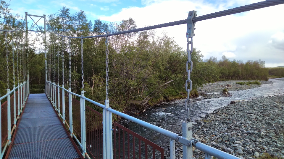 Bridges on the Kungsleden appear as modern metal affairs, the spans quite wide