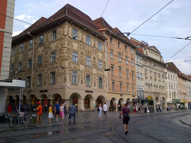 Stucco work over the Svarovski shop in Graz