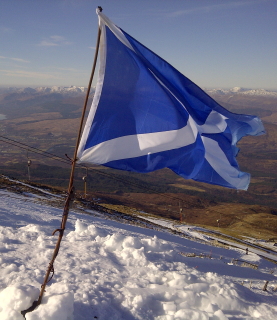 A Scottish flg flying at Nevis Range, Fort William