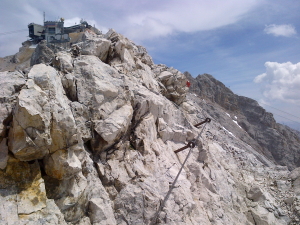 The Zugspitze summit and the scrambly ridge